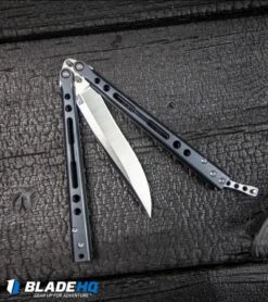 Hom Design PVD Specter Titanium Balisong Butterfly Knife (4.4" Satin) -Kershaw Sales Shop Hom Design PVD Specter Titanium Balisong Butterfly Knife Satin BHQ 25889 kp black wood quarter open web