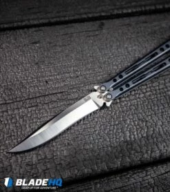 Hom Design PVD Specter Titanium Balisong Butterfly Knife (4.4" Satin) -Kershaw Sales Shop Hom Design PVD Specter Titanium Balisong Butterfly Knife Satin BHQ 25889 kp black wood web