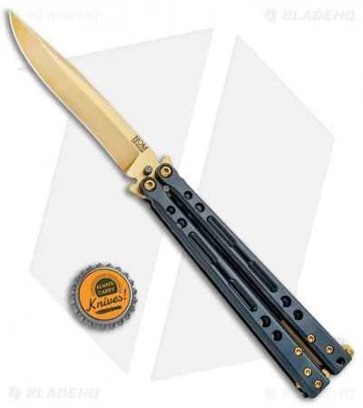 Hom Design Specter Elite Titanium Balisong Butterfly Knife (4.4" Gold) 4 Hom Design Specter Elite Titanium Balisong Butterfly Knife (4.4" Gold) - Image 4