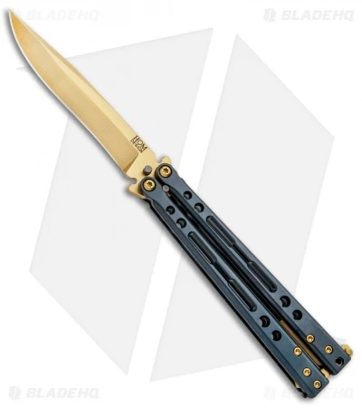 Hom Design Specter Elite Titanium Balisong Butterfly Knife (4.4" Gold) 1 Hom Design Specter Elite Titanium Balisong Butterfly Knife (4.4" Gold)
