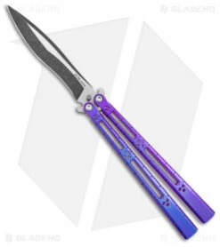 Hom Design I-Basilisk Channel Butterfly Knife Purple Titanium (4.5" Acid Wash)