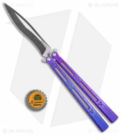 Hom Design I-Basilisk Channel Butterfly Knife Purple Titanium (4.5" Acid Wash) -Kershaw Sales Shop Hom Design i Basilisk Channel Butterfly Purple Ti Acid Wash BHQ 165017 jr bottlecap