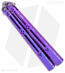 Hom Design I-Basilisk Channel Butterfly Knife Purple Titanium (4.5" Acid Wash) -Kershaw Sales Shop Hom Design i Basilisk Channel Butterfly Purple Ti Acid Wash BHQ 165017 jr side