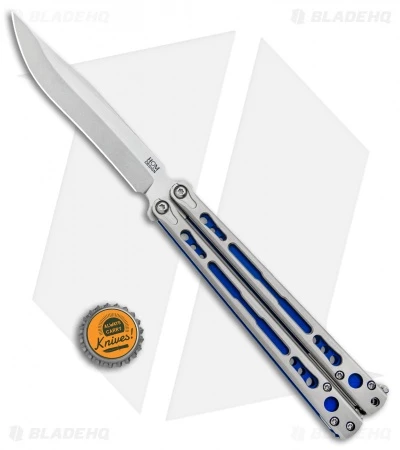 Hom Design Chimera Plus Balisong Knife Satin Ti/Blue G-10 (4.75 Two-Tone) 4 Hom Design Chimera Plus Balisong Knife Satin Ti/Blue G-10 (4.75 Two-Tone) - Image 4