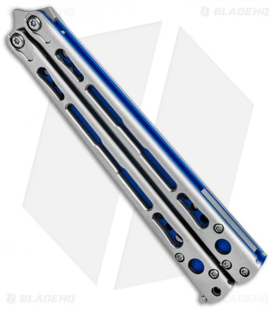 Hom Design Chimera Plus Balisong Knife Satin Ti/Blue G-10 (4.75 Two-Tone) 2 Hom Design Chimera Plus Balisong Knife Satin Ti/Blue G-10 (4.75 Two-Tone) - Image 2