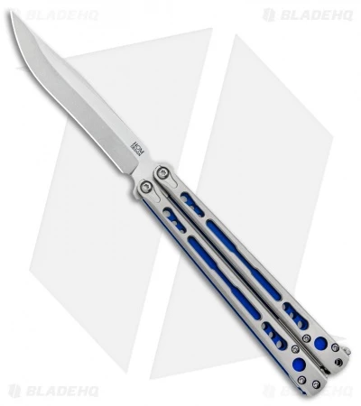 Hom Design Chimera Plus Balisong Knife Satin Ti/Blue G-10 (4.75 Two-Tone) 1 Hom Design Chimera Plus Balisong Knife Satin Ti/Blue G-10 (4.75 Two-Tone)