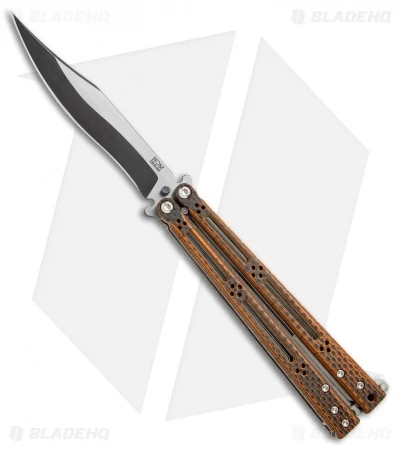 Hom Design Basilisk-R Balisong Butterfly Knife Orange CF (4.6" 2-Tone Acid) #2 1 Hom Design Basilisk-R Balisong Butterfly Knife Orange CF (4.6" 2-Tone Acid) #2