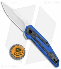 Kershaw Anso Fraxion Liner Lock Knife CF/Blue G-10 (2.75" Satin) 1160BLU -Kershaw Sales Shop Kershaw Anso Fraxion LL CF Blue G 10 1160BLU BHQ 79684 jr bottlecap
