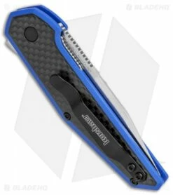 Kershaw Anso Fraxion Liner Lock Knife CF/Blue G-10 (2.75" Satin) 1160BLU -Kershaw Sales Shop Kershaw Anso Fraxion LL CF Blue G 10 1160BLU BHQ 79684 jr side