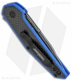Kershaw Anso Fraxion Liner Lock Knife CF/Blue G-10 (2.75" Black SW) 1160BLUBW -Kershaw Sales Shop Kershaw Anso Fraxion LL CF Blue G 10 Black SW 1160BLUBW BHQ 79685 jr side