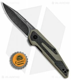 Kershaw Anso Fraxion Liner Lock Knife CF/Tan G-10 (2.75" Blackwash) 1160TANBW -Kershaw Sales Shop Kershaw Anso Fraxion LL CF Tan G 10 Blackwash 1160TANBW BHQ 80566 jr bottlecap
