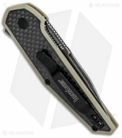 Kershaw Anso Fraxion Liner Lock Knife CF/Tan G-10 (2.75" Blackwash) 1160TANBW -Kershaw Sales Shop Kershaw Anso Fraxion LL CF Tan G 10 Blackwash 1160TANBW BHQ 80566 jr side