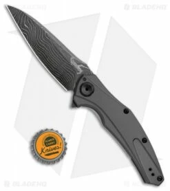Kershaw Bareknuckle Sub Frame Lock Knife Gray Al (3.5" Damascus) 7777DAM -Kershaw Sales Shop Kershaw Bareknuckle Sub FL Gray Al Damascus 7777DAM BHQ 103079 jr bottlecap