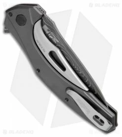 Kershaw Bareknuckle Sub Frame Lock Knife Gray Al (3.5" Damascus) 7777DAM -Kershaw Sales Shop Kershaw Bareknuckle Sub FL Gray Al Damascus 7777DAM BHQ 103079 jr side