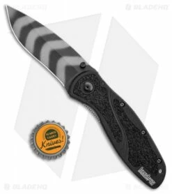 Kershaw Blur Assisted Opening Knife Black (3.375" Tiger Stripe) 1670OLKTSX -Kershaw Sales Shop Kershaw Blur Assisted Opening Black Tiger Stripe KS1670BLKTS BHQ 100766 jr bottlecap