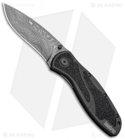 Kershaw Blur Assisted Opening Knife Black Aluminum (3.375" Damascus) 1670BLKDAM 1 Kershaw Blur Assisted Opening Knife Black Aluminum (3.375" Damascus) 1670BLKDAM