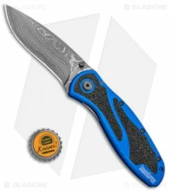 Kershaw Blur Assisted Opening Knife Blue Aluminum (3.375" Damascus) 1670NBDAM 8 Kershaw Blur Assisted Opening Knife Blue Aluminum (3.375" Damascus) 1670NBDAM -Kershaw Sales Shop Kershaw Blur Assisted Opening Knife Blue Aluminum Damascus 1670NBDAM BHQ 107880 kp bottlecap jr