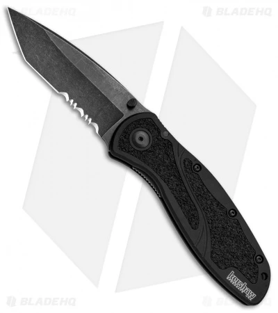Kershaw Blur Tanto Assisted Opening Knife Black (3.375" BlackWash Serr) 1 Kershaw Blur Tanto Assisted Opening Knife Black (3.375" BlackWash Serr)