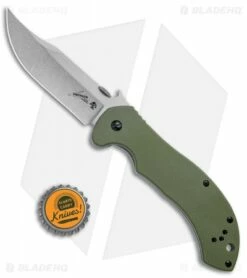 Kershaw Emerson CQC-10K Frame Lock Knife OD Green G-10 (3.5" Stonewash) 6030 -Kershaw Sales Shop Kershaw CQC 10K FL OD Green G 10 SW 6030 BHQ 52196 jr bottlecap