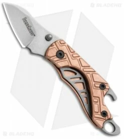 Kershaw Copper Cinder Keychain Knife Bottle Opener (1.4" Stonewash) 1025Cu
