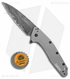 Kershaw Dividend Assisted Opening Knife Gray Aluminum (3" Damascus) 1812GRYDAM -Kershaw Sales Shop Kershaw Dividend Gray Damascus BHQ 74790 er bottlecap