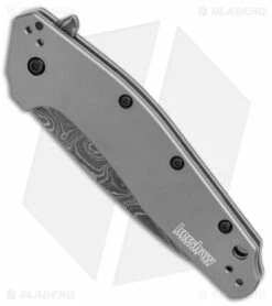 Kershaw Dividend Assisted Opening Knife Gray Aluminum (3" Damascus) 1812GRYDAM -Kershaw Sales Shop Kershaw Dividend Gray Damascus BHQ 74790 er spine
