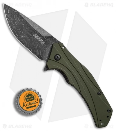 Kershaw Knockout Assisted Opening Knife OD Green (3.25" Damascus) 1870OLDAM 4 Kershaw Knockout Assisted Opening Knife OD Green (3.25" Damascus) 1870OLDAM - Image 4