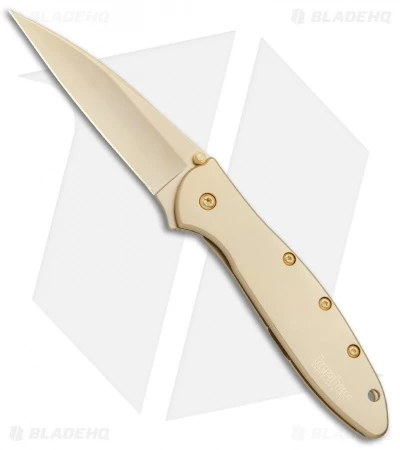 Kershaw Leek Assisted Opening Knife 24K Gold Plated (3" Gold) 1660G 1 Kershaw Leek Assisted Opening Knife 24K Gold Plated (3" Gold) 1660G