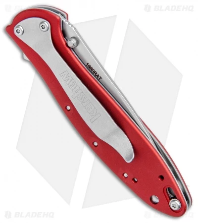 Kershaw Leek Assisted Opening Liner Lock Knife Red Snap On (3" Bead Blast) 3 Kershaw Leek Assisted Opening Liner Lock Knife Red Snap On (3" Bead Blast) - Image 3