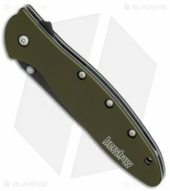 Kershaw Leek Assisted Opening Knife OD Green (3" Black ) 1660OLBLK -Kershaw Sales Shop Kershaw Leek OD Green black BHQ 79637 er spine