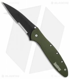 Kershaw Leek Assisted Opening Knife OD Green (3" Black Serr) 1660OLBLKST