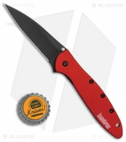 Kershaw Leek Assisted Opening Knife Red (3" Black) 1660RDBLK -Kershaw Sales Shop Kershaw Leek Red black BHQ 77344 er bottlecap