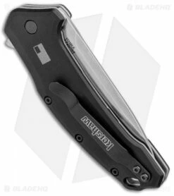 Kershaw Link Drop Point Knife Black (3.25" M390 Stonewash) 1776BLK -Kershaw Sales Shop Kershaw Link DP Black SW 1776BLK BHQ 75307 jr side 2