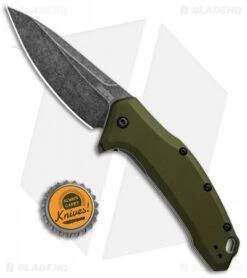 Kershaw Link Drop Point Knife OD Green Aluminum (3.25" BlackWash) 7 Kershaw Link Drop Point Knife OD Green Aluminum (3.25" BlackWash) -Kershaw Sales Shop Kershaw Link DP OD Green Aluminum BlackWash 1776OLBW BHQ 92312 jr bottlecap
