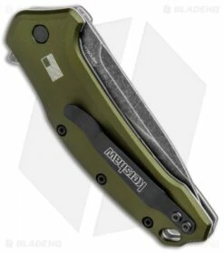 Kershaw Link Drop Point Knife OD Green Aluminum (3.25" BlackWash) 6 Kershaw Link Drop Point Knife OD Green Aluminum (3.25" BlackWash) -Kershaw Sales Shop Kershaw Link DP OD Green Aluminum BlackWash 1776OLBW BHQ 92312 jr side
