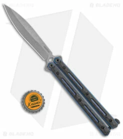 Kershaw Lucha Balisong Butterfly Knife Carbon Fiber/Ti (4.7" SW 20CV) 5150CF 7 Kershaw Lucha Balisong Butterfly Knife Carbon Fiber/Ti (4.7" SW 20CV) 5150CF -Kershaw Sales Shop Kershaw Lucha CF Blue SW jr bottlecap