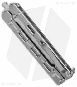 Mantis Flux Tanto Balisong Butterfly Knife Bead Blasted Titanium (4.5" Satin) -Kershaw Sales Shop Mantis Bali Song Flux Gray Satin Tanto BHQ 144832 jr side