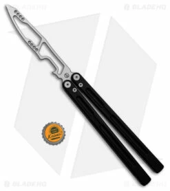 Maxace Phantom Balisong Butterfly Trainer Knife Black Aluminum (4.3" SW) -Kershaw Sales Shop Maxace Phantom Balisong Trainer black Aluminum SW BHQ 180483 KC bottlecap 9