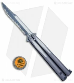 Microtech Tachyon III Balisong Butterfly Knife (4.5" Gray Full Serr) 173-D3GW -Kershaw Sales Shop Microtech Tachyon III Balisong Butterfly Gray Full Serr 173 D3GW BHQ 72397 jr bottlecap
