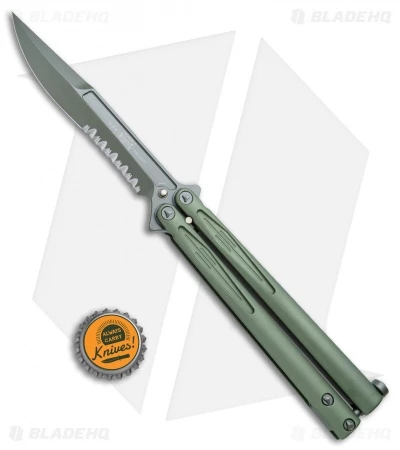 Microtech Tachyon III Balisong Butterfly OD Green (4.5" OD Green Serr) 173-2GR 4 Microtech Tachyon III Balisong Butterfly OD Green (4.5" OD Green Serr) 173-2GR - Image 4