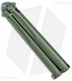 Kershaw Sales Shop -Kershaw Sales Shop Microtech Tachyon III Balisong Butterfly OD Green Sharpened Top Swedge OD BHQ 77871 jr spine