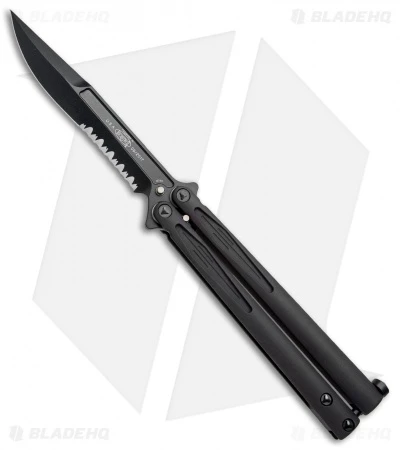 Microtech Tachyon III Balisong Butterfly Knife Tactical (4.5" Black Serr) 173-2T 1 Microtech Tachyon III Balisong Butterfly Knife Tactical (4.5" Black Serr) 173-2T