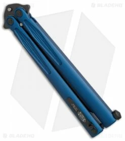 Microtech Tachyon III Balisong Butterfly Knife Blue (4.5" Black) 173-1DLCBL -Kershaw Sales Shop Microtech Tachyon III blue black 173 1DLCBL BHQ 71037 er side