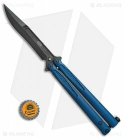 Microtech Tachyon III Balisong Butterfly Knife Blue (4.5" Black) 173-1DLCBL -Kershaw Sales Shop Microtech Tachyon III blue black 173 1DLCBL BHQ 71037 er size