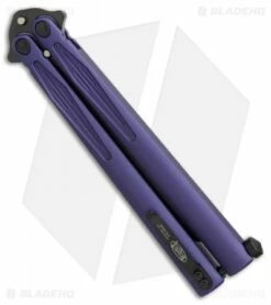 Microtech Tachyon III Balisong Butterfly Knife Purple (4.5" Black) 173-1DLCPU -Kershaw Sales Shop Microtech Tachyon III purple black BHQ 71370 er side