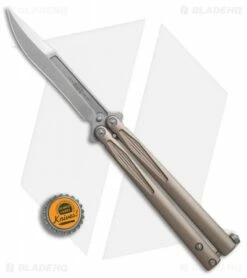 Microtech Tachyon III Balisong Butterfly Knife Tan (4.5" Stonewash) 173-10TA -Kershaw Sales Shop Microtech Tachyon III tan sw BHQ 75677 er bottlecap