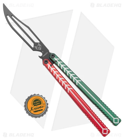Nabalis Vulp Butterfly Balisong Trainer Red/Green (4.4" Black) 5 Nabalis Vulp Butterfly Balisong Trainer Red/Green (4.4" Black) - Image 5