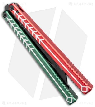 Nabalis Vulp Butterfly Balisong Trainer Red/Green (4.4" Black) 2 Nabalis Vulp Butterfly Balisong Trainer Red/Green (4.4" Black) - Image 2