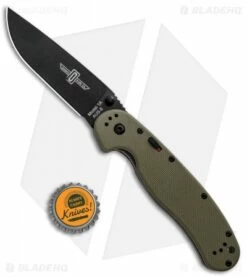 Ontario RAT Model 1A Spring Assisted Knife OD Green G-10 (3.625" Black) 8871OD -Kershaw Sales Shop Ontario RAT Model 1A SA OD Green G 10 Black ON8871OD BHQ 91197 jr bottlecap