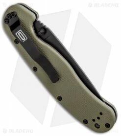 Ontario RAT Model 1A Spring Assisted Knife OD Green G-10 (3.625" Black) 8871OD -Kershaw Sales Shop Ontario RAT Model 1A SA OD Green G 10 Black ON8871OD BHQ 91197 jr side